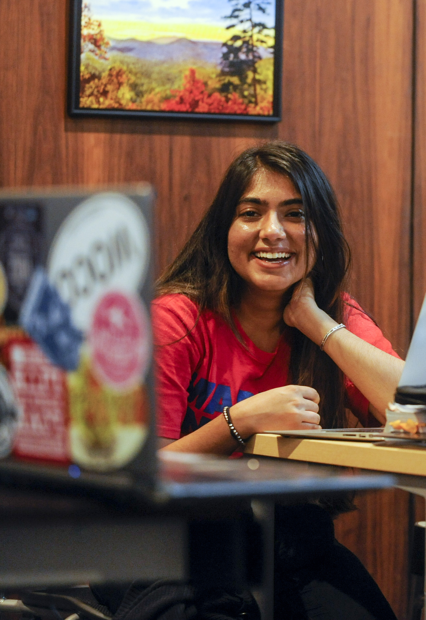 Shivani Mahajan, a student at Wofford College in Spartanburg, South Carolina, enjoyed her experience in a class in her Humanities 101 course, which allowed her to connect with peers in Egypt and Lebanon.