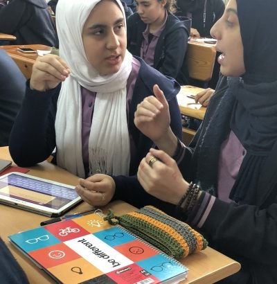 students discussing