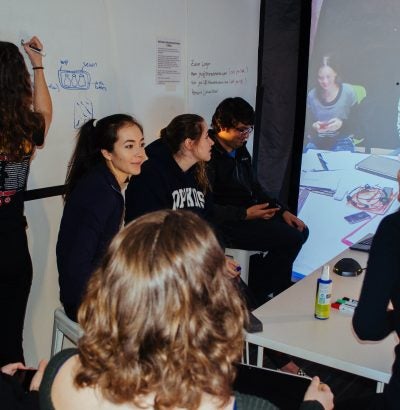 students on conference call