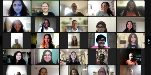 Young people in a Zoom room