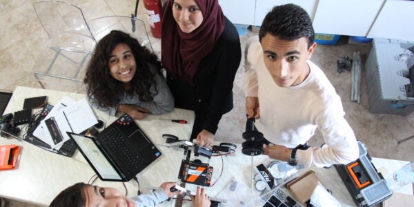 A group of students working on a project